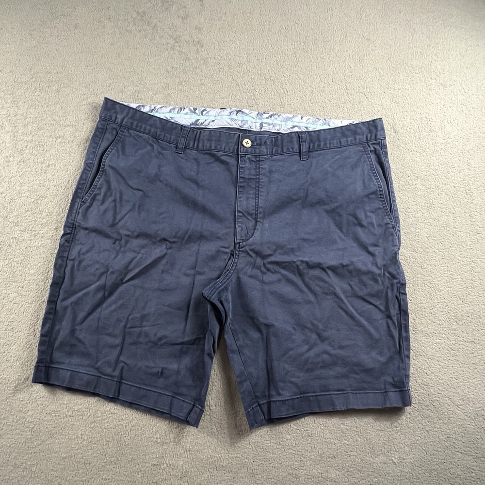 Tommy Bahama Shorts Mens Size 42 Blue Cotton Blend Casual Flat Front Chino *